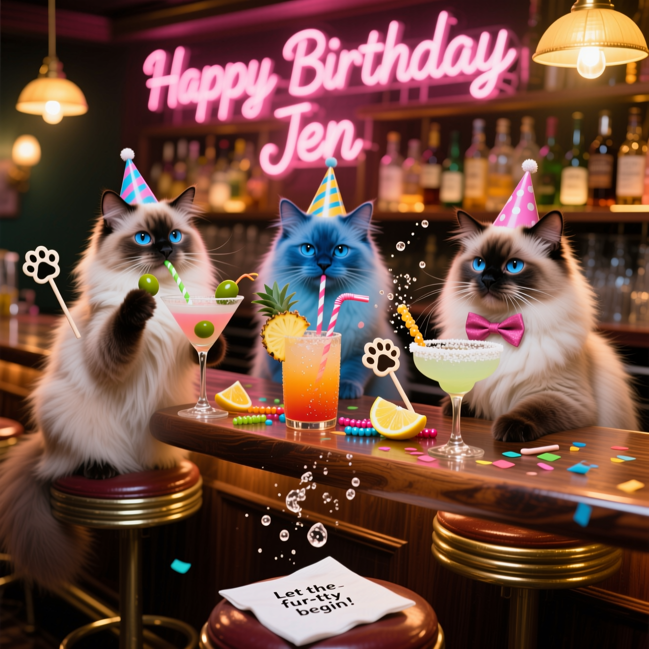 Ragdoll cats, Flowers , Champagne , Cocktails , Spa, and Birthday Card