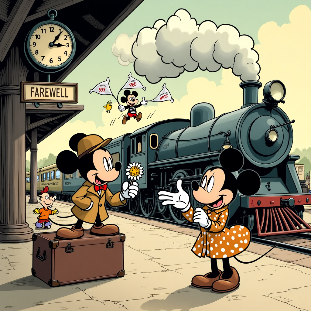 Mickey Mouse, Minnie Mouse Farewell Card