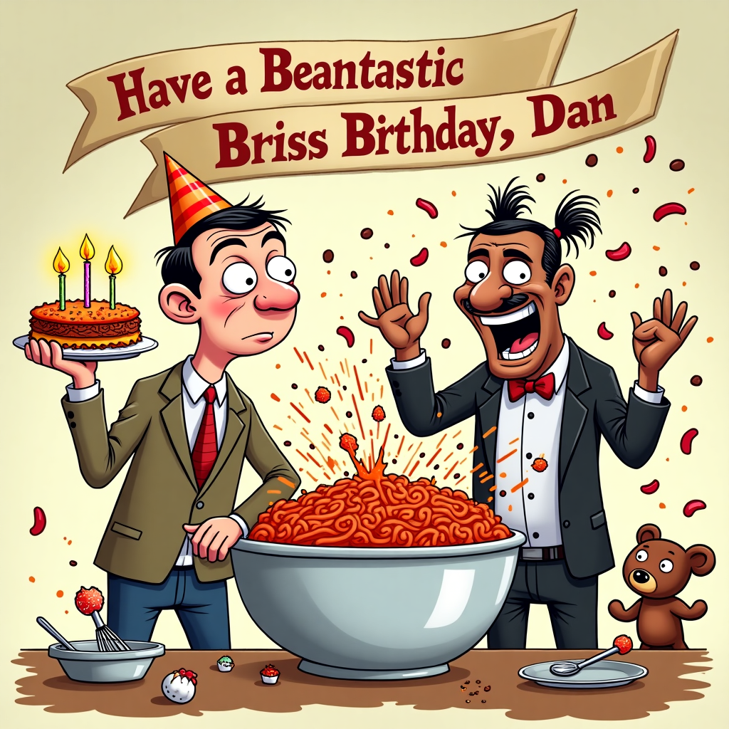 Mr Bean, and Ainsley Harriott Birthday Card