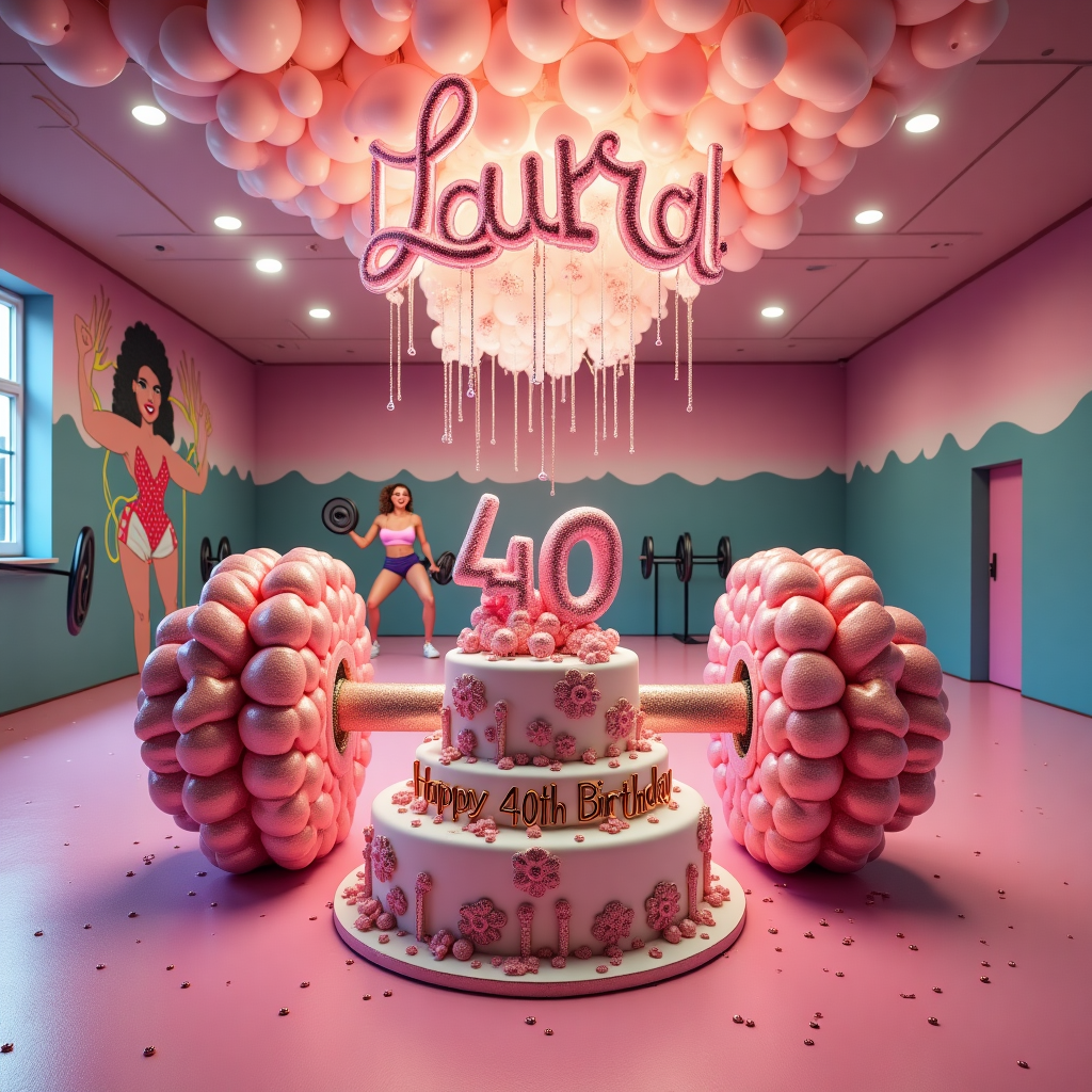 Gym, Acrylic nails , Woman, 40, Balloons , and Pink sparkles Birthday Card