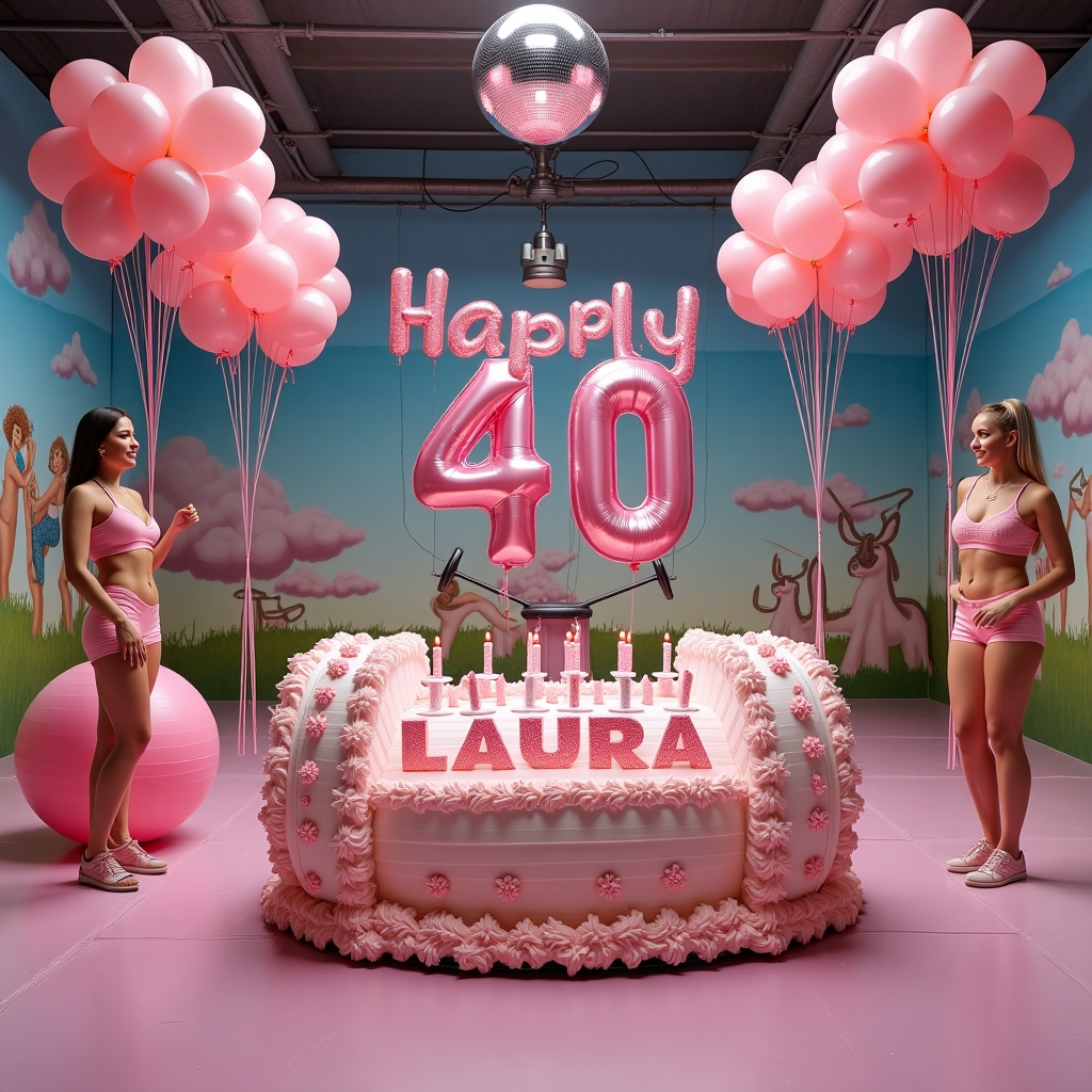 Gym, Acrylic nails , Woman, 40, Balloons , and Pink sparkles Birthday Card