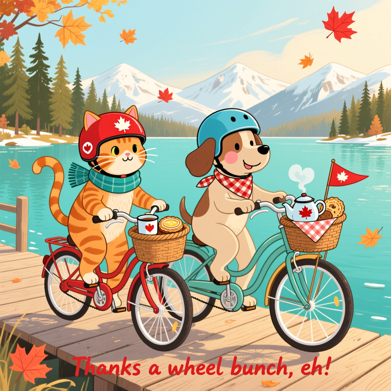 Cats, Dogs , Cycling , Canada , Tea , Snacks , , and Thank-you Card