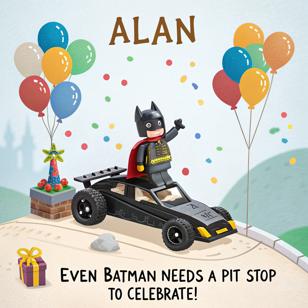 Lego batmobile Birthday Card