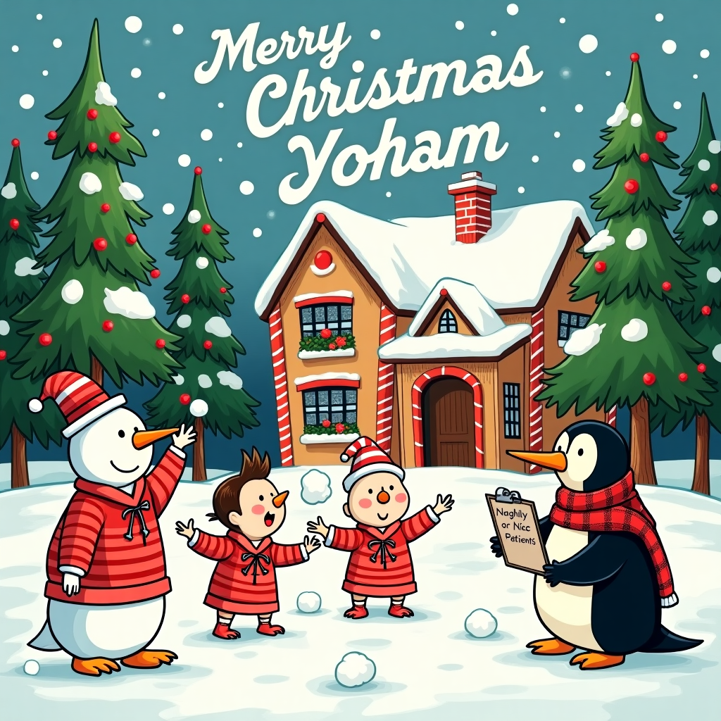 Asylum, Insane, Warden, Straight jacket, Restraints, and Professor Christmas Card