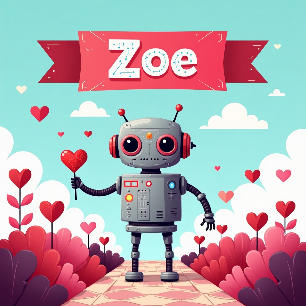 A geeky robot Valentines-day Card