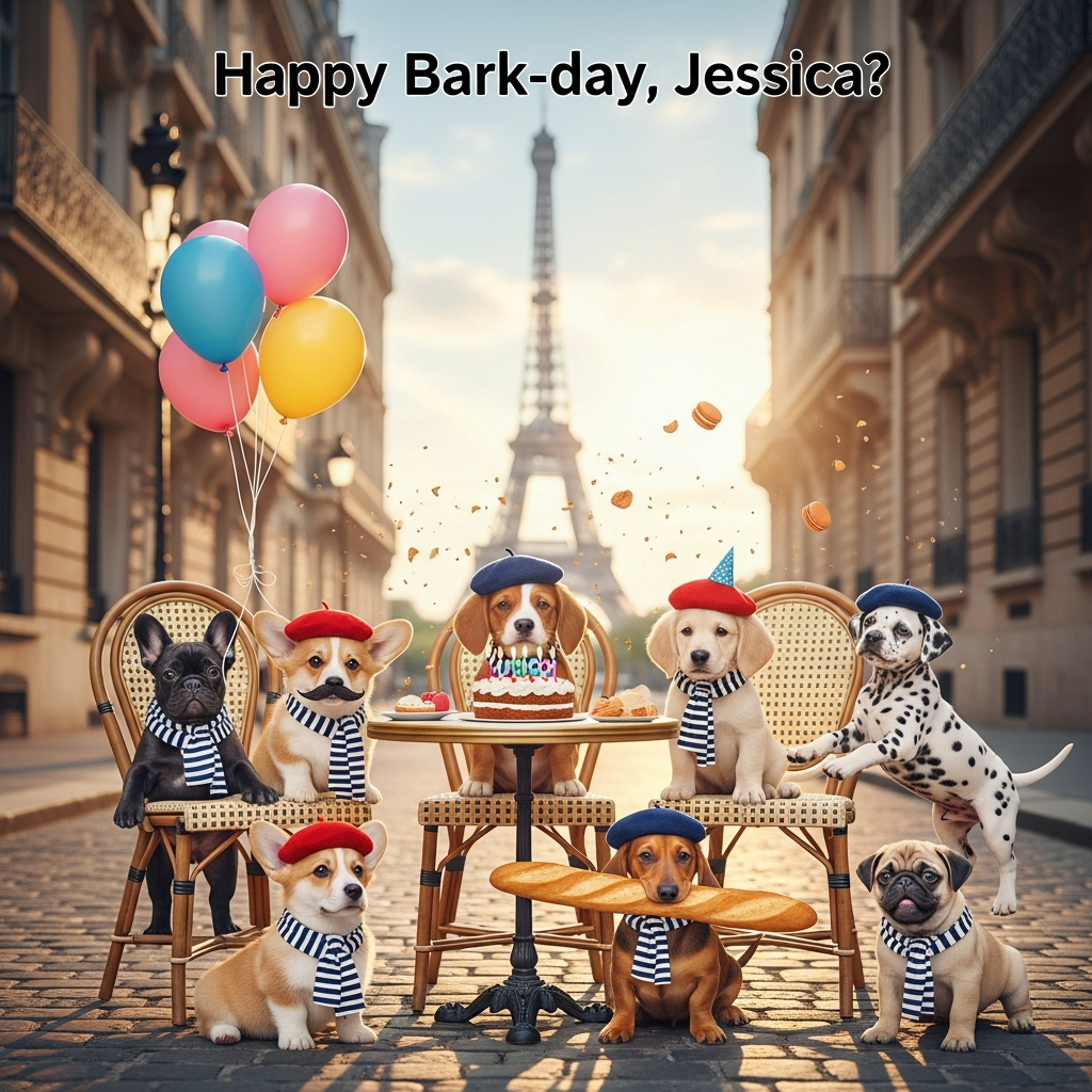 Puppies and paris, and Birthday Card