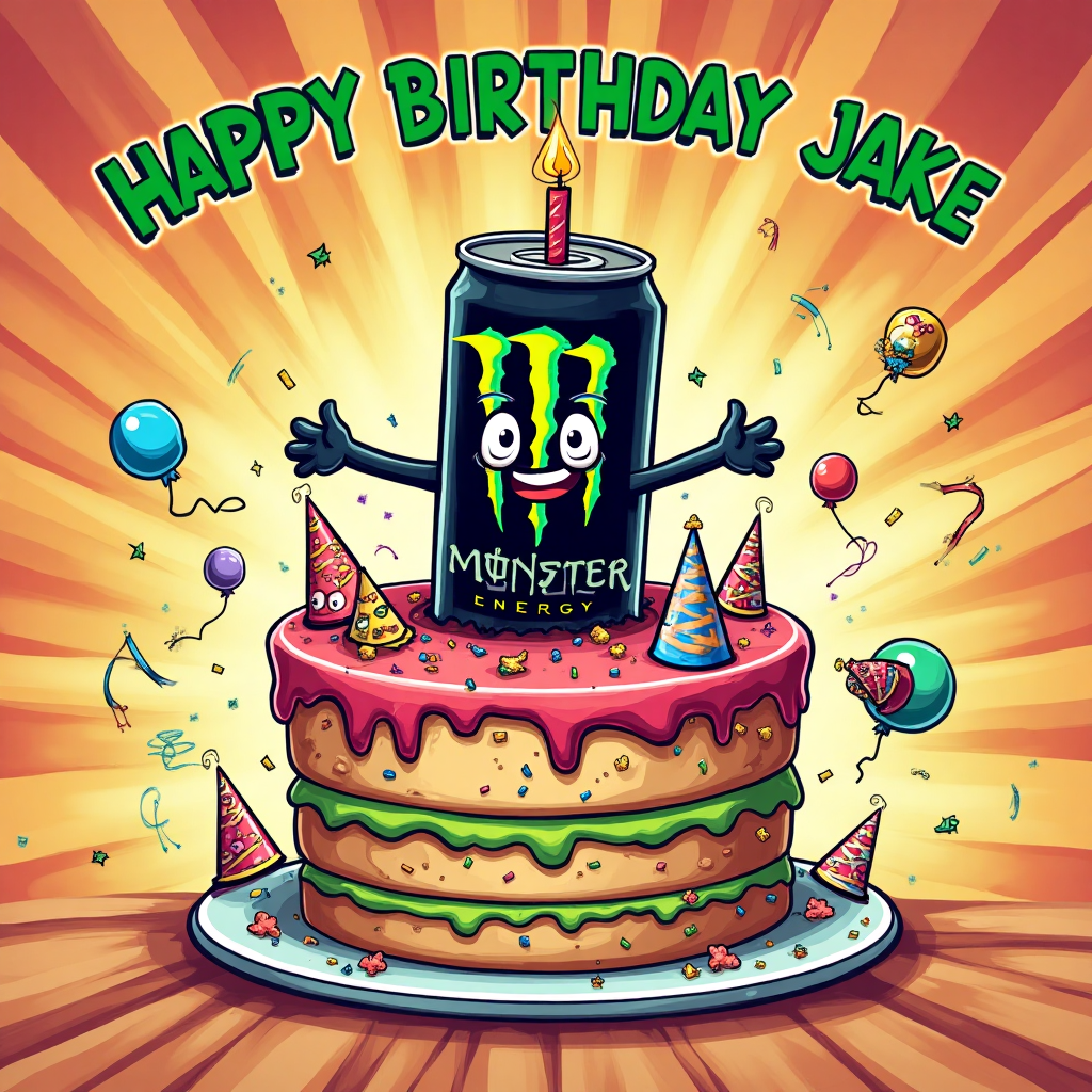 Monster energy drink, and Birthday Card