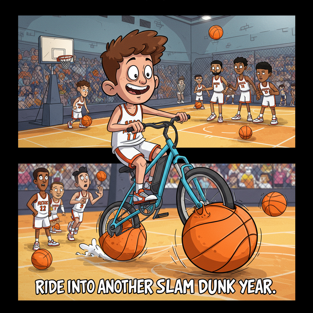 E bike and basketball, and Birthday Card