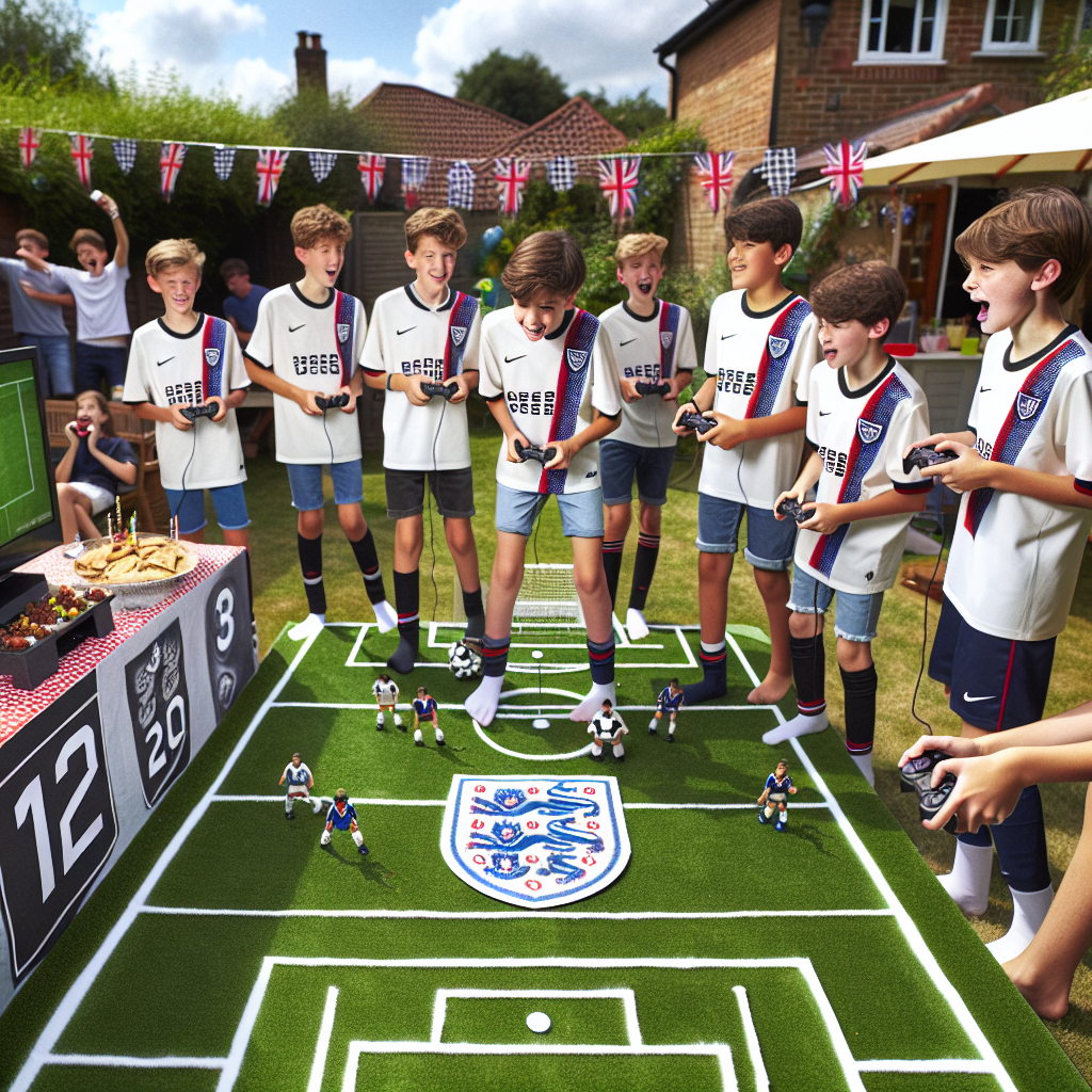 On this grand 12th birthday, the backyard morphs into a miniature soccer field, carrying a replicated emblem closely resembling that of a prominent English football club. Friends, wearing jerseys similar to those of the same club, assemble for a video game tournament, handling controllers, as they compete on screen, their jubilation mirroring that at an actual game. Refreshments are distributed from a table adorned with soccer-themed decorations, guaranteeing the birthday boy's love for the sport is the focal point of this strikingly authentic and delightfully humorous festivity.
Generated with these themes: 12th , Football, Totenham Hotspurs, FIFA, and Boy.
Made with ❤️ by AI.