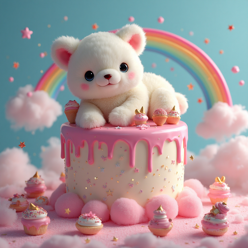Jellycat, Cake, and Birthday Card