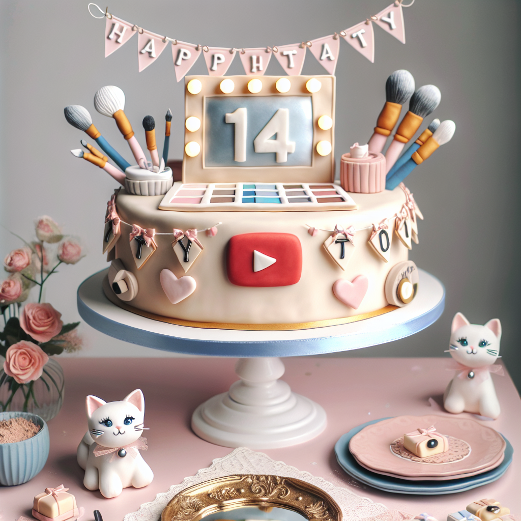 14, Youtube, Reels, Airbuds, Cats, and Make up Birthday Card