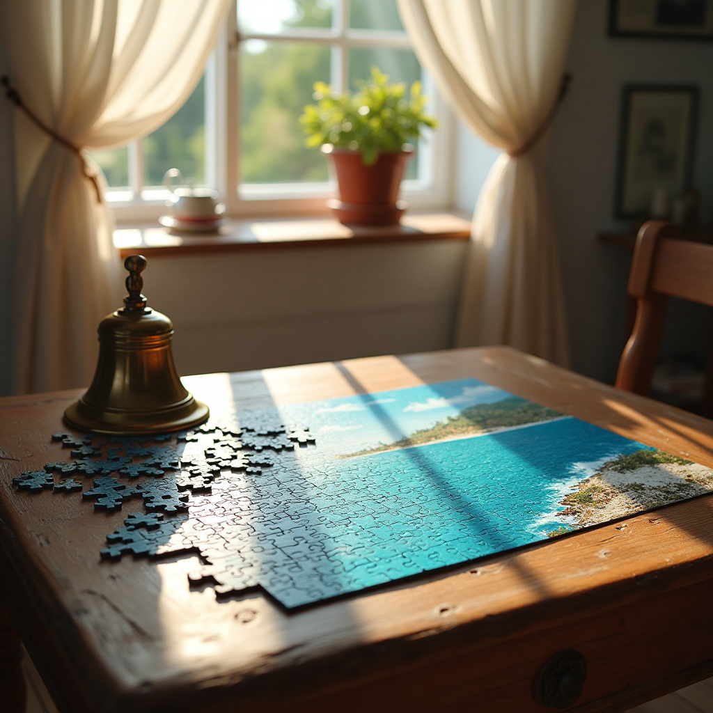 Blue, Puzzles, Jigsaws, bell ringing, and Birthday Card