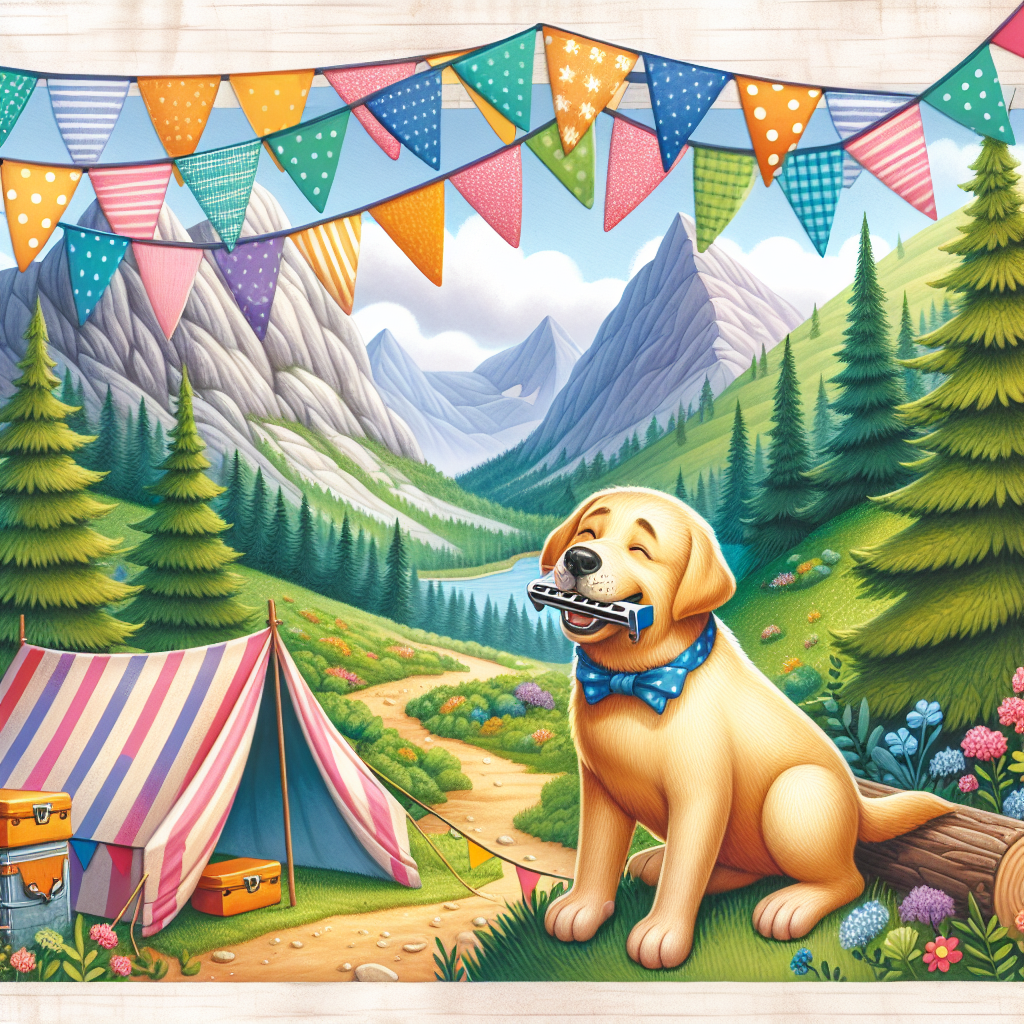 Create an delightful illustration themed around a birthday celebration, where the star of the event is a yellow Labrador. This joyful dog is in the midst of climbing a beautifully depicted mountain trail decorated with cheerful and color-splashed bunting. The background setting oozes tranquility, consisted of a peacefully nestled camping tent surrounded by high-reaching pine trees. The Labrador has a harmonica held playfully in its mouth, adding a uniquely musical essence to the picturesque outdoors. The ambiance hints towards a merry-making full of tuneful melodies and a vibrant spirit of adventure.
Generated with these themes: Yellow Labrador , Climbing, Mountains, Camping , and Harmonica.
Made with ❤️ by AI.