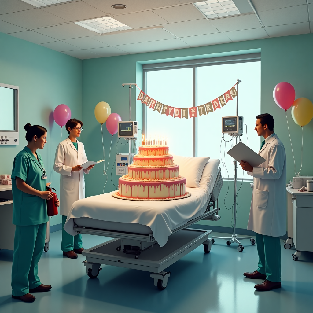 In a hospital Birthday Card
