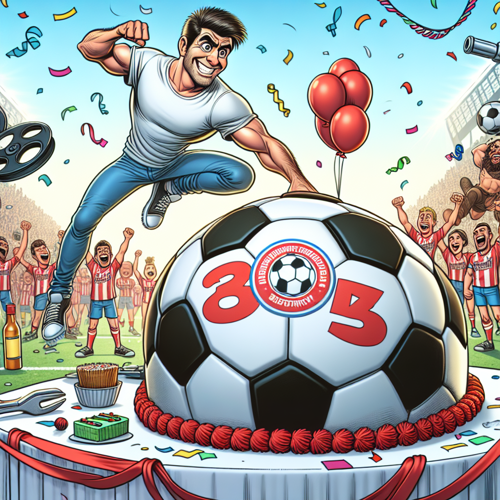 Visualize a vibrant, cartoon-style birthday celebration. In the foreground, an animated, grinning man, physically fit like an action movie star, is about to slice a soccer ball-shaped cake carrying the logo of a renowned football team in red and white colors. Party decorations including hats, streamers, and confetti share the same color scheme. Cartoon versions of cheering guests wearing football kits and a comic character wielding an oversized wrench are in the background. The celebratory atmosphere is amplified by the presence of floating balloons resembling movie reels and soccer balls.
Generated with these themes: Tom cruise, Arsenal, and Jethro.
Made with ❤️ by AI.