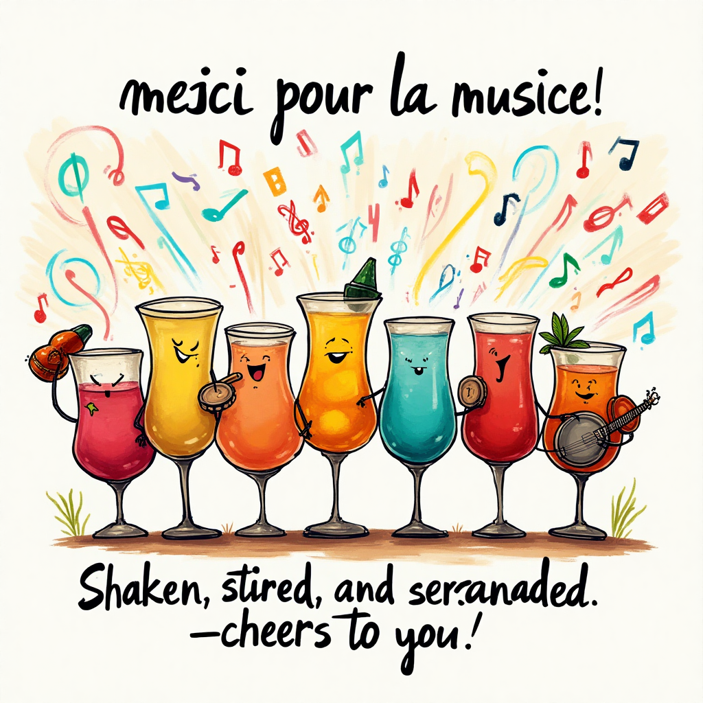 Music, choir, cocktails, colours, and Thank-you Card