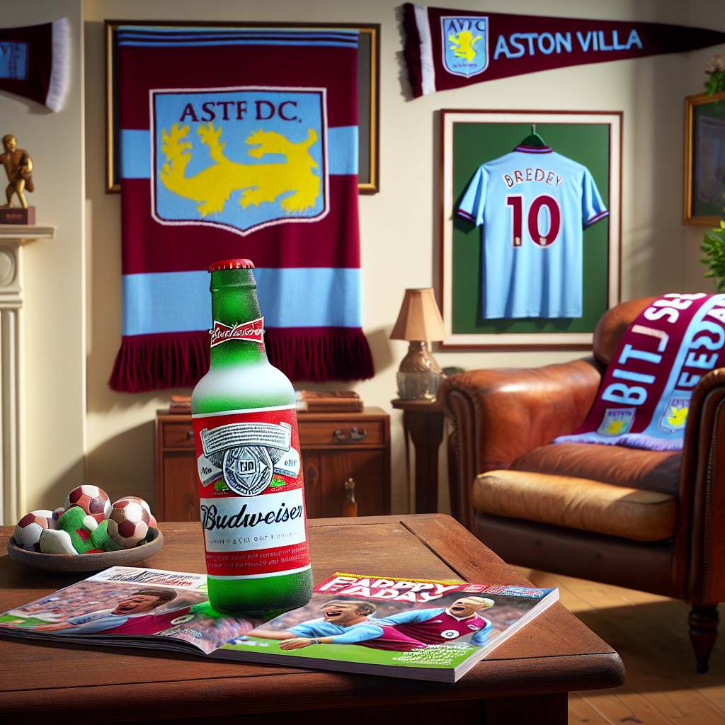 Imagine a picturesque sunny day on Father's Day, inside a cozy living room embellished with Aston Villa-themed collectibles, such as scarves and framed sport shirts. At the core of the room, a coffee table takes the spotlight, proudly showcasing a frosted bottle of Budweiser, enhanced by a special 'Happy Father's Day' message on the label. Adjacent to it lies a present-day issue of a football-themed magazine, the cover boasting a joyful generic professional footballer in full victory celebration.
Generated with these themes: Budweiser, Aston Villa, Jack grealish.
Made with ❤️ by AI.