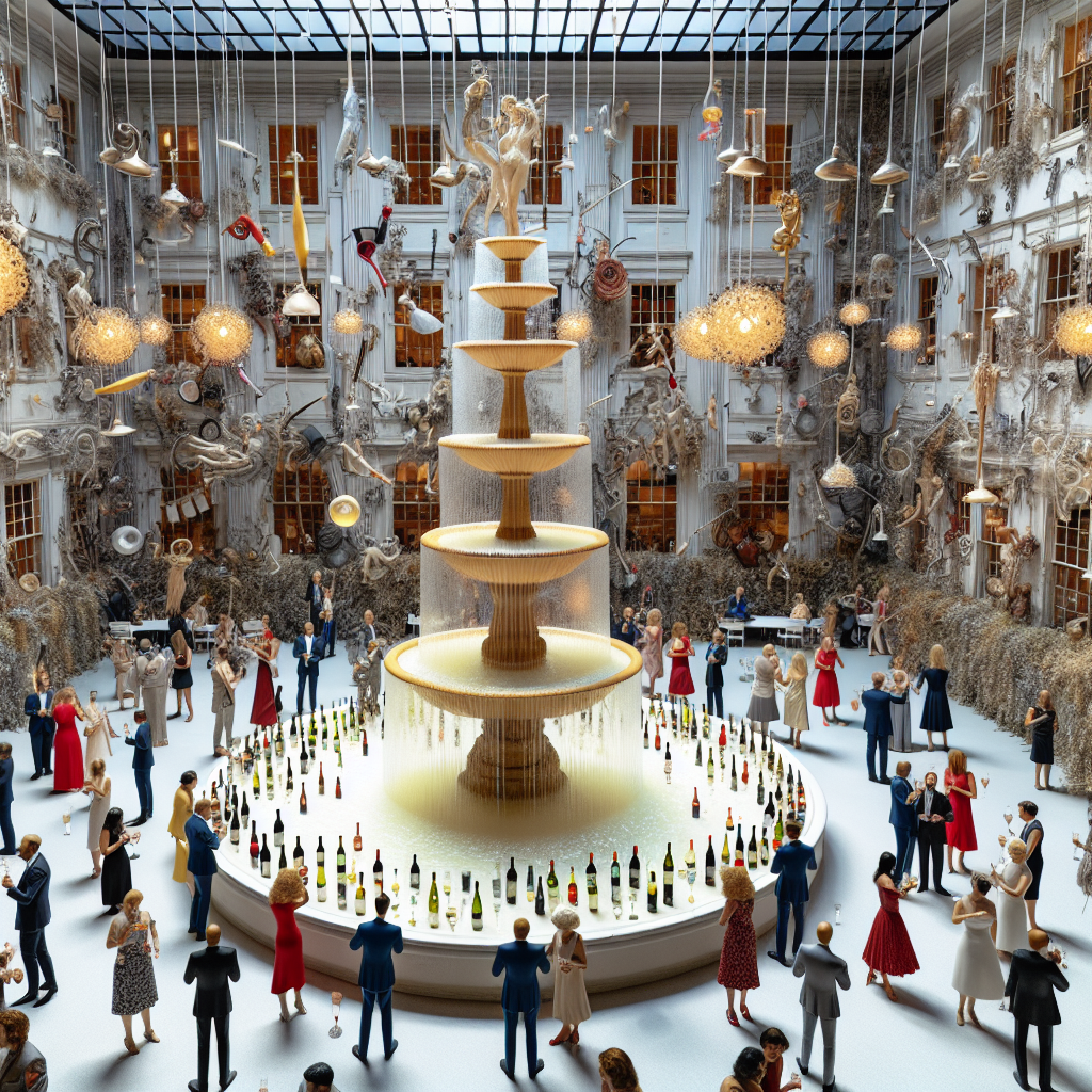 Imagine a truly unique birthday celebration located in an atrium with walls decorated with fanciful festive wall hangings. In the center, a magnificent fountain flows with red and white wine into an endless basin. The attendees, dressed in outfits reflecting years of varying fashion trends, are scattered around. Harmonic compositions from a string quartet blend with contemporary party rhythms, making an unreal yet refined auditory backdrop. Above hangs chandeliers constructed from fragile flute stems and light bulbs, subtly brightening the surroundings. Chit-chat and celebratory toasts merge with the resonating sounds of laughter and joy, setting a mood of cultured merriment.
Generated with these themes: Holidays, Wine, and Partys.
Made with ❤️ by AI.