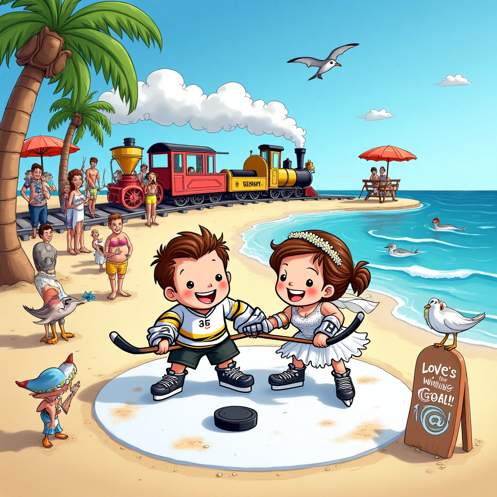 Ice hockey, trains, Florida, beach, and Wedding Card