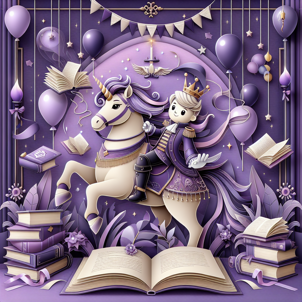 Craft a enchanting birthday illustration imbued with the spirit of storytelling and happiness. Centrally positioned in the design is a playful toy-like character attired in purple, gallantly straddling a regal unicorn. The backdrop is embellished with an assortment of levitating books, suggesting a voyage through the realms of fantasy and wisdom. Balloons and streamers in diverse hues of purple enhance the jubilant ambiance, producing an environment that is fitting for any birthday festivity.
Generated with these themes: Roblox, Unicorn, Books, and Purple.
Made with ❤️ by AI.