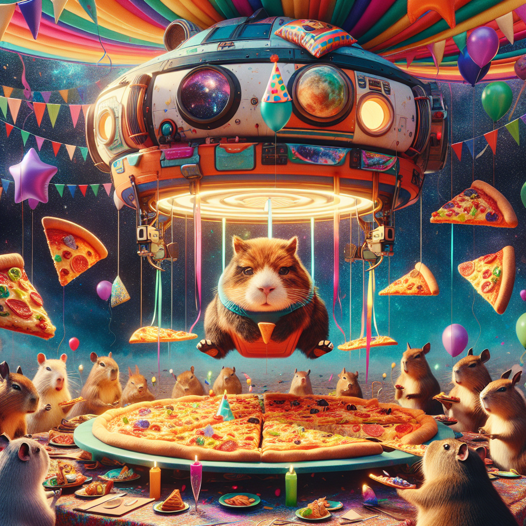 Cat, Tank, Pizza, Capybara, and Wallaby Birthday Card