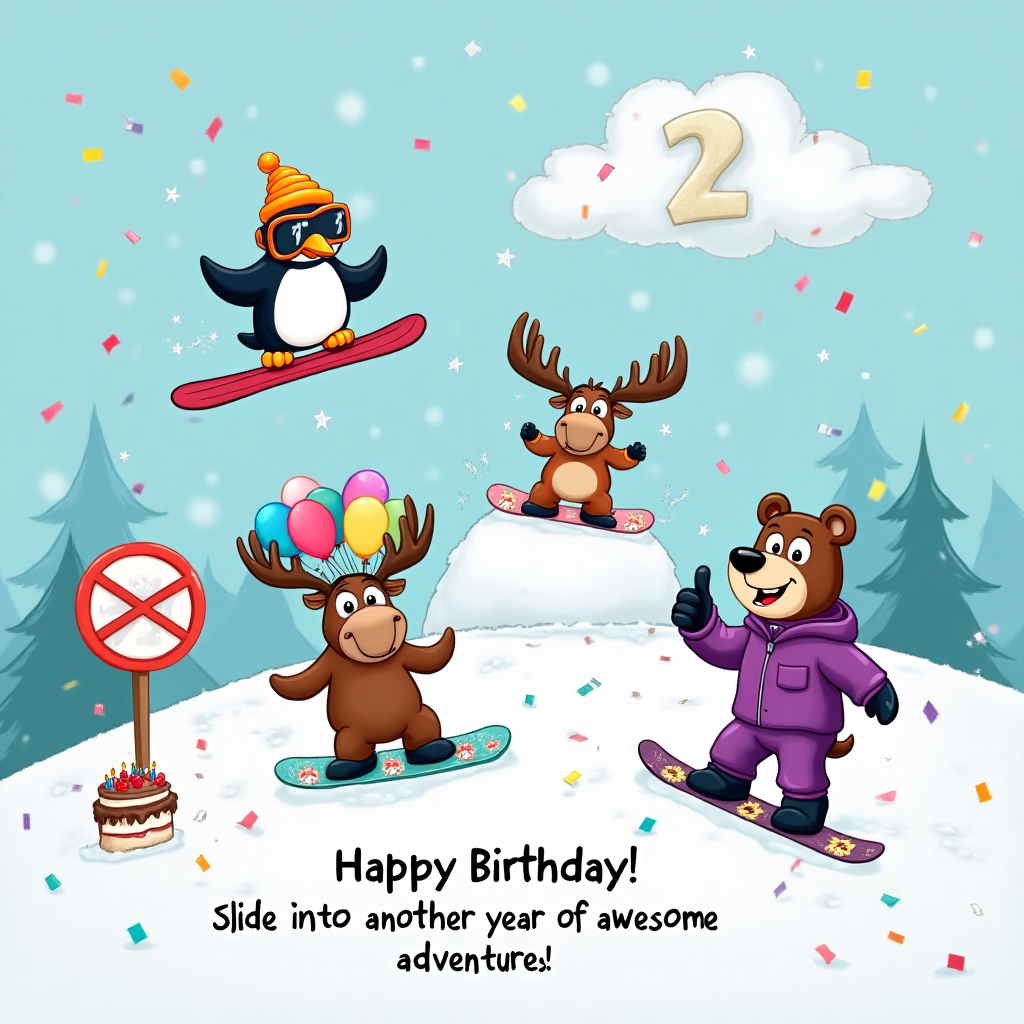 Snowboarding, and Birthday Card
