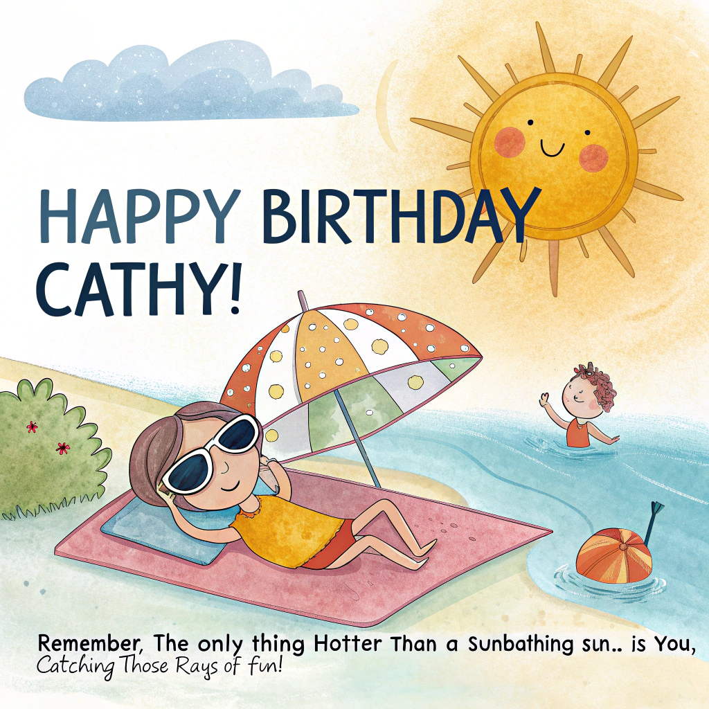 Sunbathing the sun signing family, and Birthday Card
