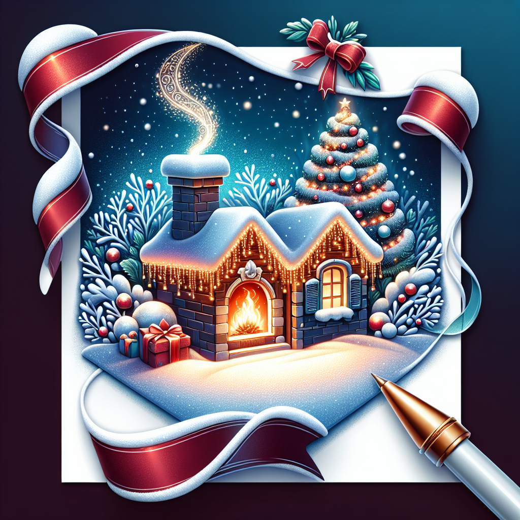 A charming Christmas illustration featuring a cozy snow-covered cottage with twinkling lights and a decorated tree outside. In the corner of the scene is a red padlock with a ribbon, cleverly incorporated into the design as Santa's secure mailbox. An energy source is symbolized by a glowing fire in the cottage's fireplace, casting a warm light on the snow outside.
Generated with these themes: Red padlock, and Energy source.
Made with ❤️ by AI.