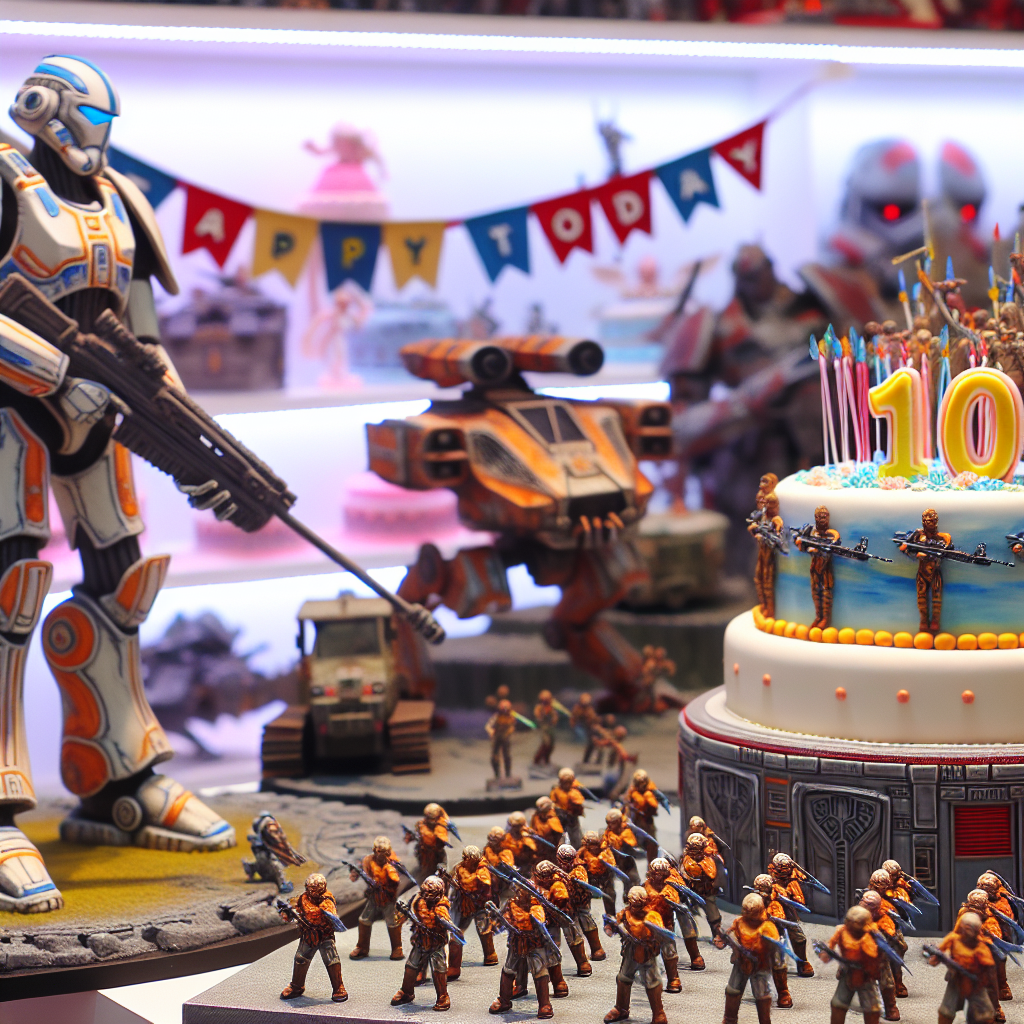 Imagine a birthday setting that is detailed, realistic, and filled with awe. The centerpiece of this festive occasion is a delicately painted figurine akin to a futuristic warrior, standing proudly next to a birthday cake. This isn't just any cake - it's decorated with bite-sized edible figurines that resemble mechanical warriors and armored vehicles, a testament to a child's imagination. A banner reaching across the scene proudly proclaims '10 Today', marking a significant step in a child's journey, all set against the backdrop of a fantastical miniature battlefield.
Generated with these themes: Warhammer, Spacemarine, Mech, Tank, 10 Today.
Made with ❤️ by AI.