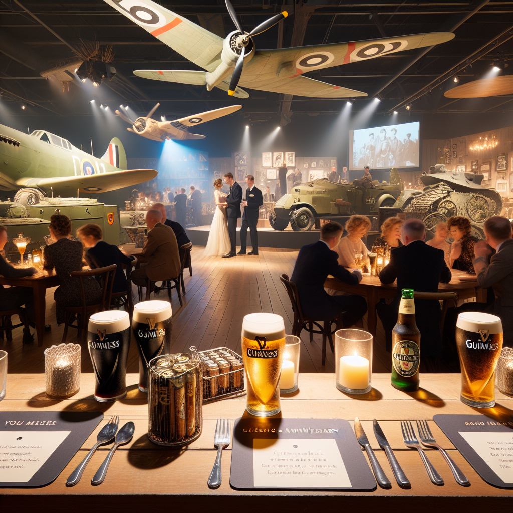 An image of a nostalgic setting, reflecting the atmosphere of the 1950s, with a delightful touch of classic music playing in the background. The scene captures the perfect ambiance for couples celebrating their 10th wedding anniversary. There's a subtle hum of mingling guests, with a selection of Guinness drinks casting an inviting glow. The space interspersed with meticulously crafted displays of WWII German tanks and airplanes, providing an intriguing mix of history and realism to the occasion.
Generated with these themes: 1950s music, Guinness, Ww2 German tanks, Ww2 aeroplanes, and 10th anniversary.
Made with ❤️ by AI.