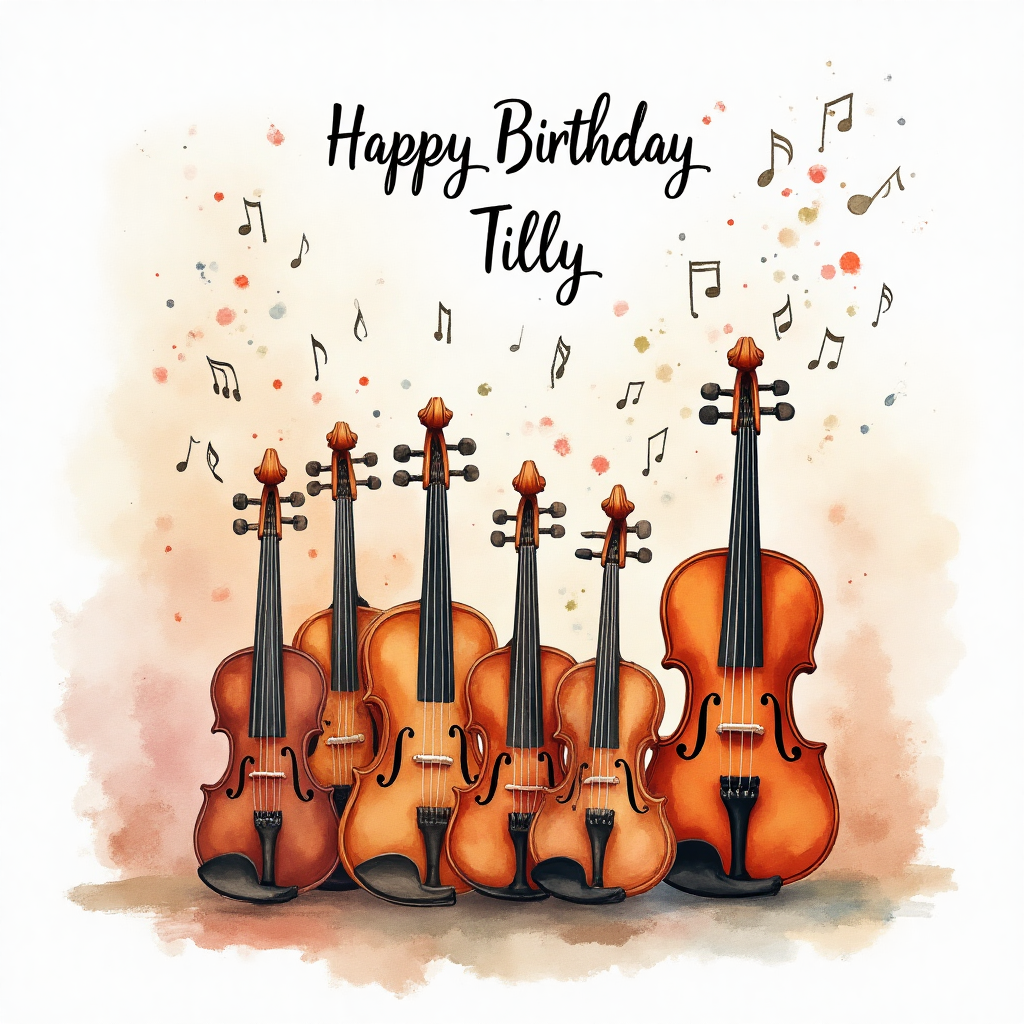 Violins painting, and Birthday Card