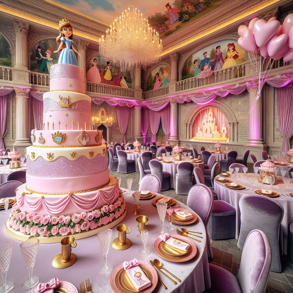 Imagine a lively, vivid animated birthday event taking place within the grand ballroom of an imposing castle. At the room's heart is a colossal, multi-tiered pastel pink cake decorated with edible sparkle and miniature fondant crowns. A cartoon princess figurine, complete with a gleaming wand, tops the cake. She is accompanied by the message 'Happy Birthday to my little princess.' Round tables covered with satin lilac tablecloths are arranged around the cake, set with gold dishes and utensils, crystal goblets, and swan-shaped folded napkins. Balloons shaped like stars, hearts, and tiaras are seen floating above, their strings attached to the back of seats upholstered in velvet purple. Rose-colored curtains adorn the walls, and interactive pictures of regal families emitting occasional winks and waves add charm to the gathering. The floor has a specially created dance area mimicking a massive open storybook displaying a fantasy kingdom. A corner of the room holds a life-size cardboard cutout of a knight in shining armor, providing an exciting photo opportunity.
Generated with these themes: Happy Birthday to my little princess .
Made with ❤️ by AI.