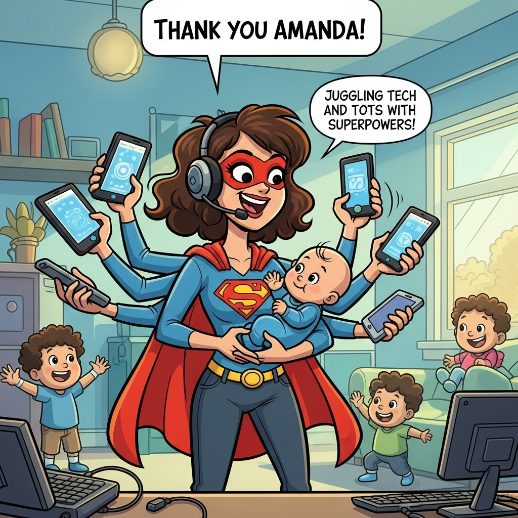 Investing in technology and being a super mom, and Thank-you Card