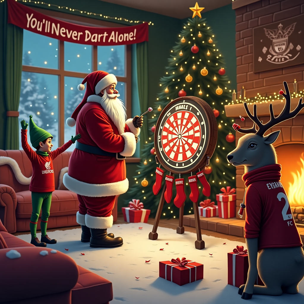 Darts, and Liverpool fc Christmas Card