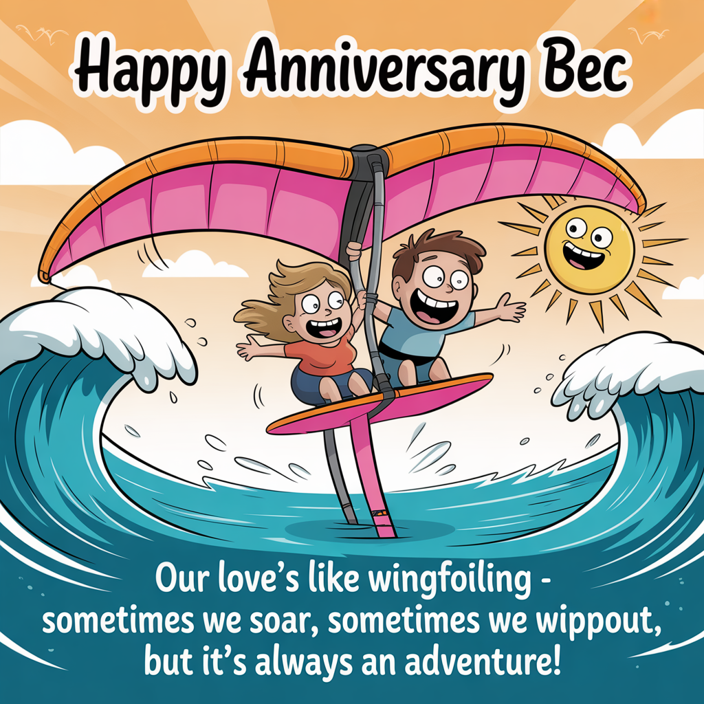 Beach, wingfoiling, travel , and Anniversary Card