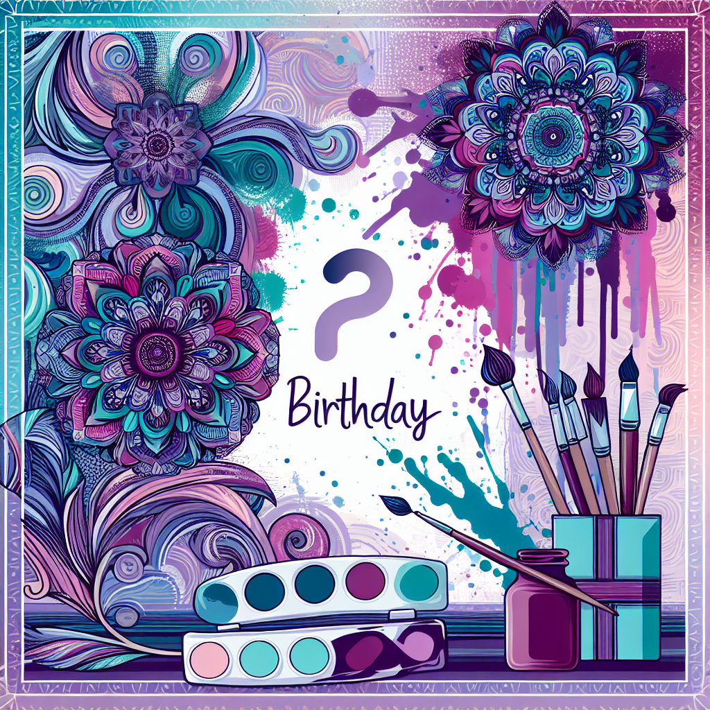 Create a vector birthday theme with a harmonious blend of purple and turquoise colors. The background is captivating and is accentuated by intricate mandala patterns symbolizing peace. This creation takes inspiration from the creativity of the ENFP personality type. It includes playful elements of painting, such as brush strokes and color splashes. All these elements and their arrangement add an artistic and whimsical touch, making it fitting for a joyous celebration.
Generated with these themes: Purple , Turquoise , Mandala , Peace, ENFP, and Painting.
Made with ❤️ by AI.