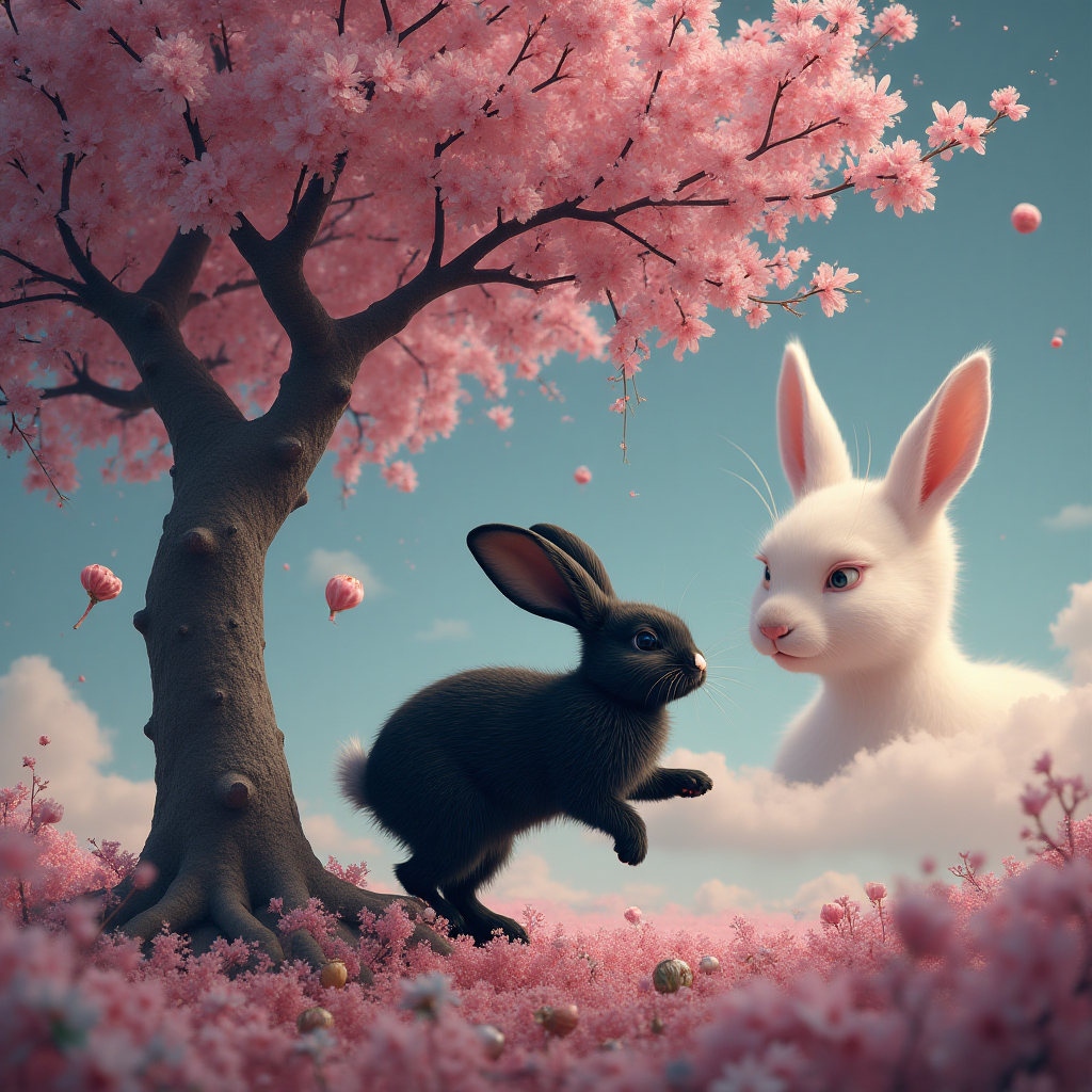 Black rabbit with white nose, Cherry tree, David Bowie , Sweeties, Gothic , and Birthday Card