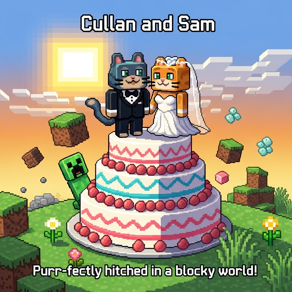 Minecraft , Cats , Cake, and Wedding Card