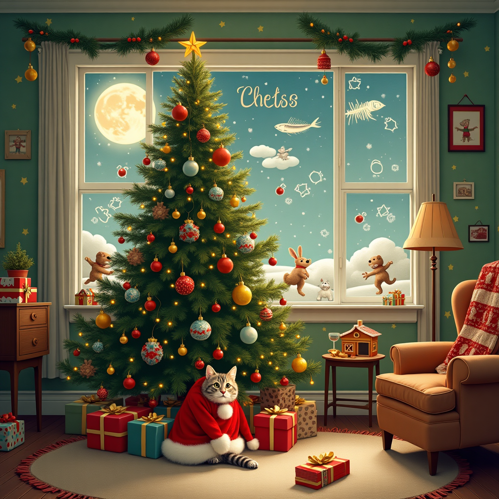 Cat Christmas Card