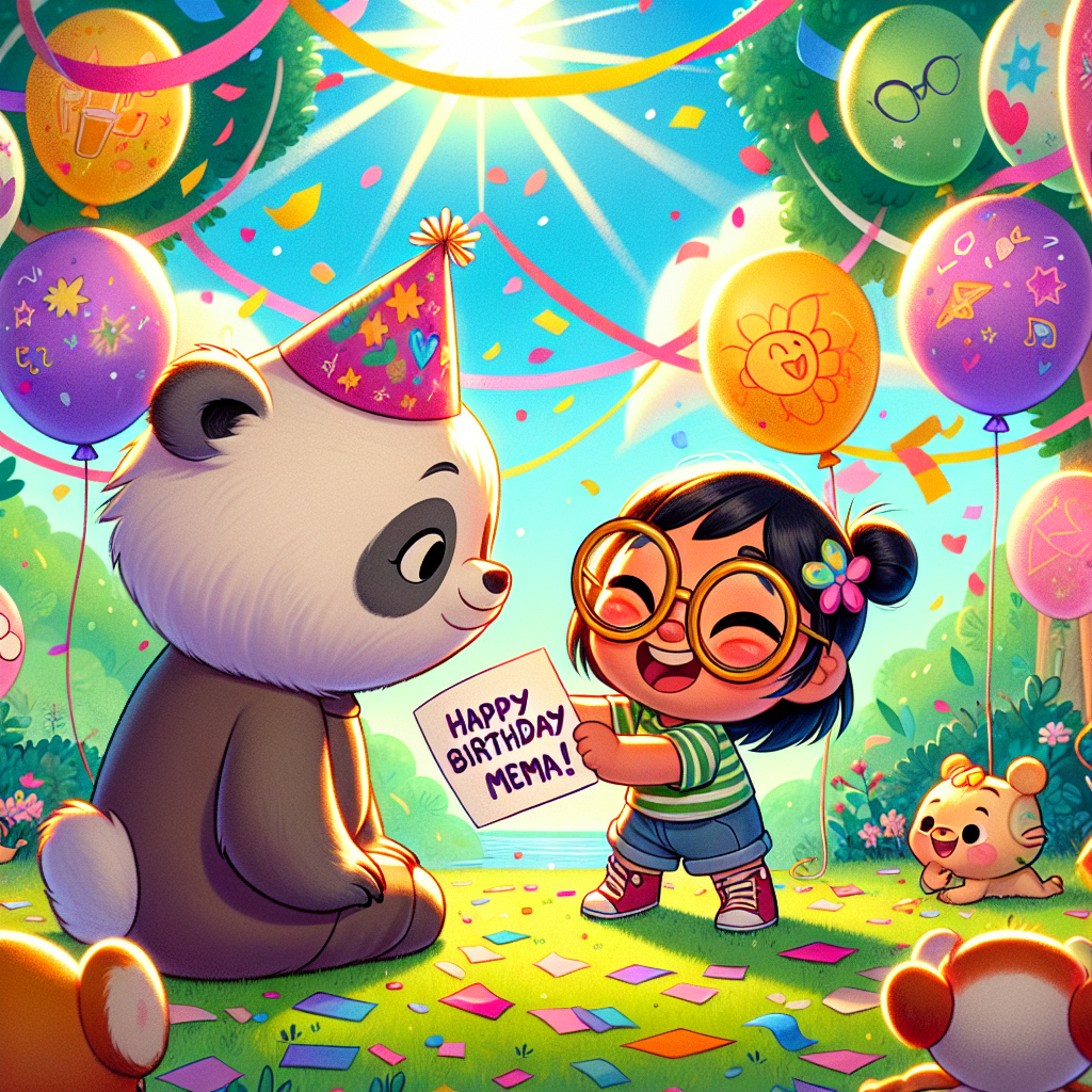 Themes: Wishing a happy birthday by a toddler to her mummys younger sister Whom  the child call “Mema Birthday Card