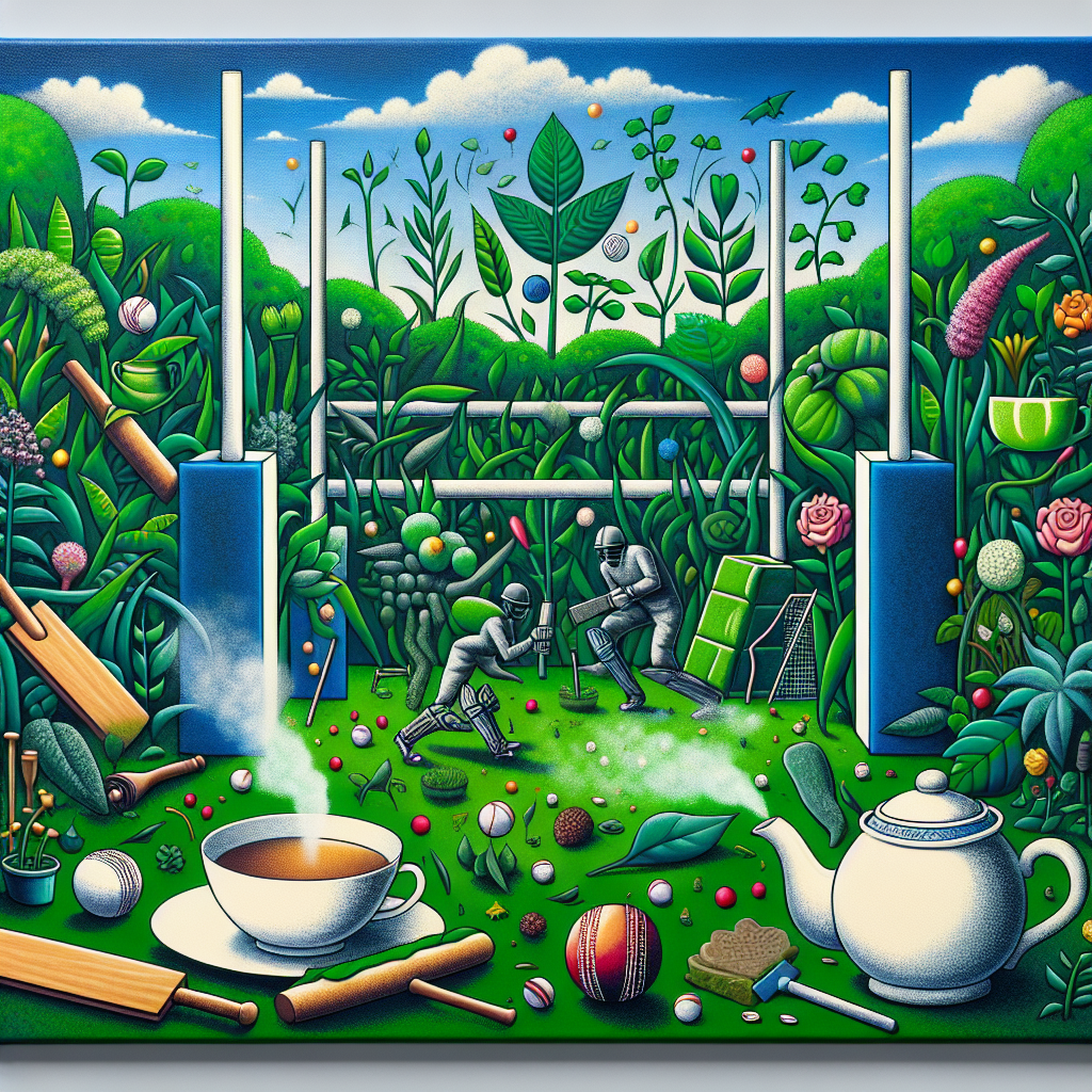 Visualize a fanciful birthday artwork displayed on canvas. Imagine this canvas being covered in abstract shapes embodying a range of garden greens. The scene is encircled by blooming plants, and amidst the vegetation, a cricket ball and bat are subtly placed, indirectly suggesting a covert rugby match. In proximity, a steaming teapot throws a shade, creatively forming the image of two goalposts. The whole picture is dotted with light-hearted and sarcastic caricatures that add a layer of witty fun, effectively harnessing the essence of gardening, athletics, and the pleasure of drinking tea.
Generated with these themes: Gardening, Plants, Cricket, Rugby, Sarcasm, and Tea.
Made with ❤️ by AI.