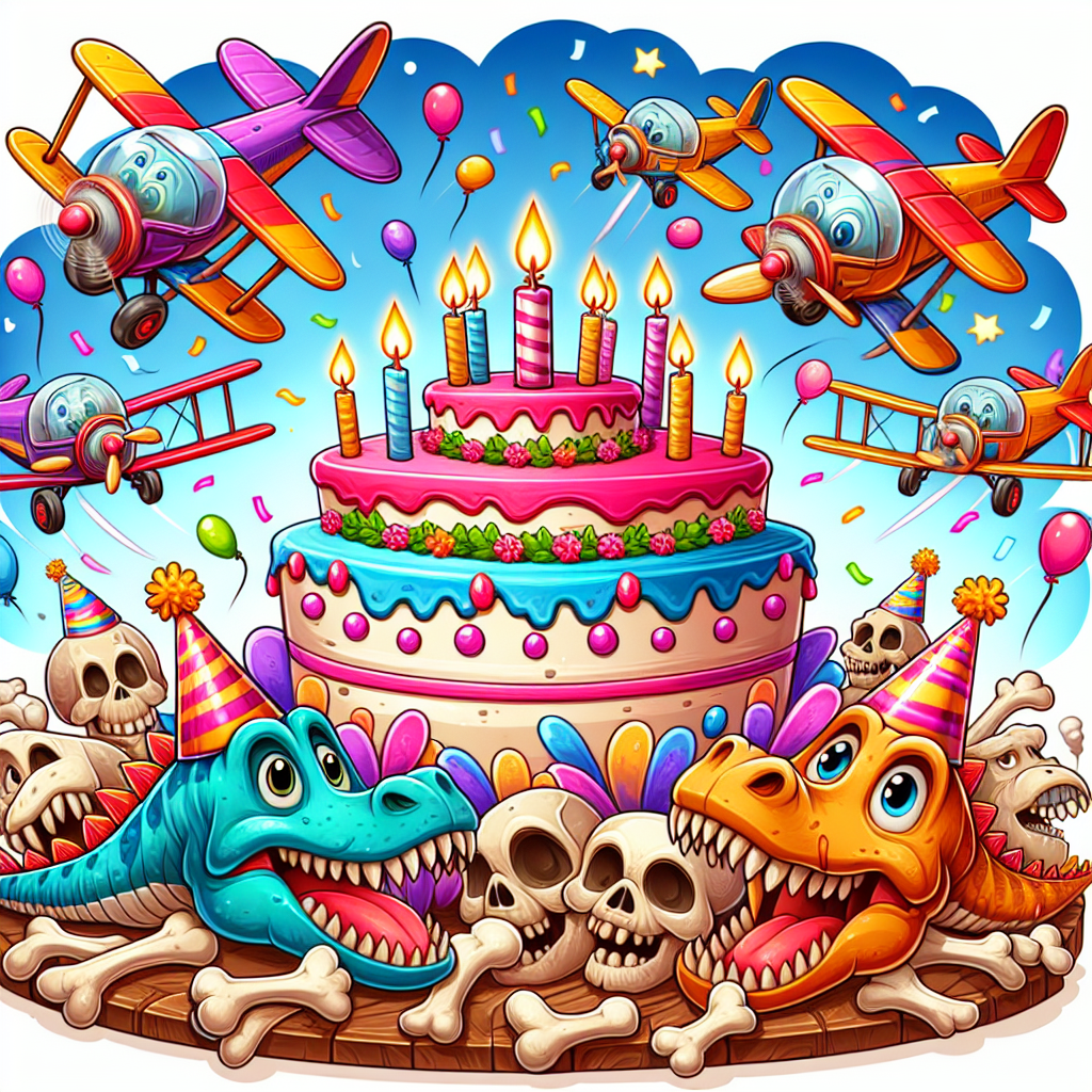 Dinosaur fossils, and Model planes Birthday Card