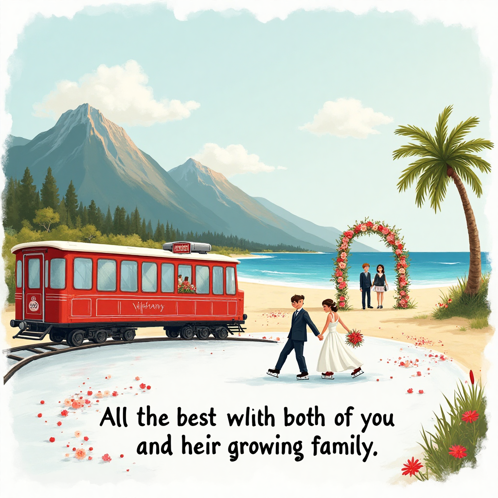 Ice hockey, trains, Utah, swiss mountains, florida, beach, and Wedding Card
