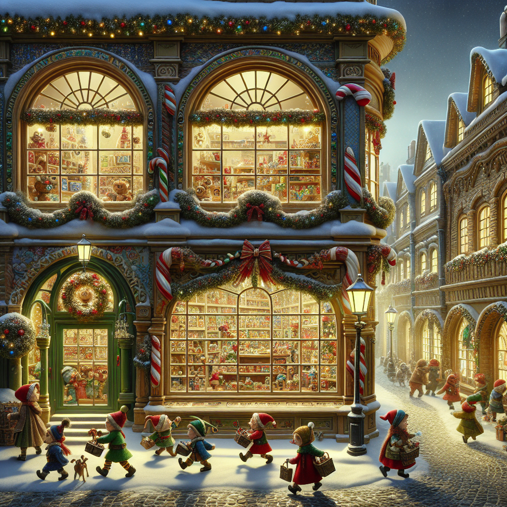 In the heart of a picturesque Christmas village, an intricately detailed illustration features an architecturally stunning toy shop. The building's exterior is a tapestry of festive colors, with large bay windows revealing shelves stacked with toys and garlands. Bespectacled elves bustle about, their round glasses glinting under the soft light of street lamps shaped like candy canes. A gingerbread arch leads to a cobblestone alley beside the shop, where children gaze in wonder, their reflections caught in the curved glass of the windows, while delicate snowflakes drift down from a joyful Yuletide sky.
Generated with these themes: Windows, Glasses, and Architectura .
Made with ❤️ by AI.