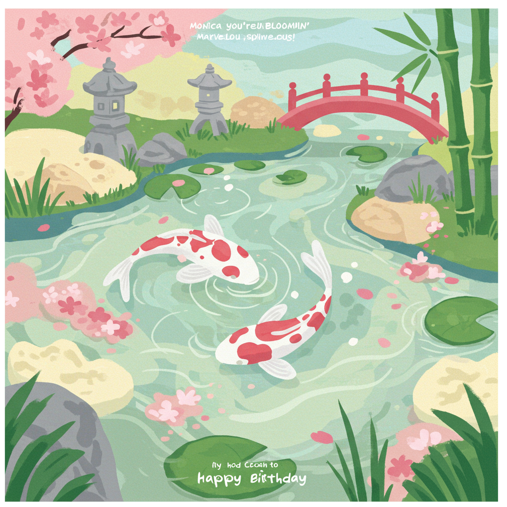 Japanese Garden Birthday Card