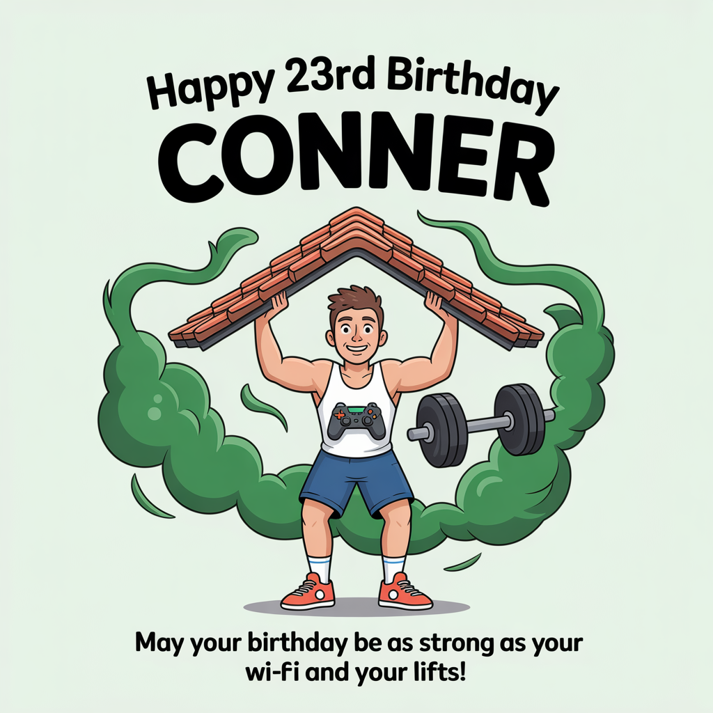 Roofing ,  gym , PlayStation ,weed , and Birthday Card
