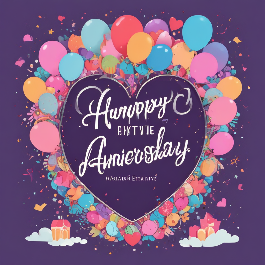 Vector Cute, Illustrate a joyful vector scene for an anniversary celebration. The central focus of the image should be an intricately designed heart-shaped frame. Inside this frame, include the handwritten-style word 'Anniversary'. Surrounding the heart frame, add a collection of pastel-colored balloons, pieces of falling confetti, and small sparkles to create a festive atmosphere. The overall design should radiate happiness and affection, encapsulating a sense of celebration for a significant milestone.
Generated with these themes: Anniversary.
Made with ❤️ by AI.