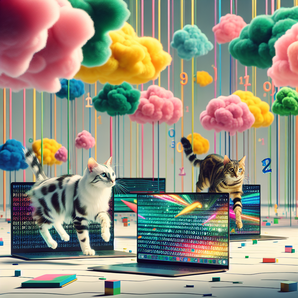 Construct a lively and surreal birthday milieu where Bengal and Tabby cats, possessing white paws, glide whimsically amidst multicolored clouds made of binary code, signifying the transcendent quality of computation and the anchoring power of tangible mathematics. Below them, laptops of different styles - ranging from streamlined, contemporary devices to esoteric, steam-driven equipment – emerge like fungi in a forest glen, their displays shimmering with abstract algebraic formulas and geometric shapes, inviting attendees to engage with this peculiar digital jungle.
Generated with these themes: Bengal cat, Tabby cat with white paws, Maths, Laptops, and Coding.
Made with ❤️ by AI.