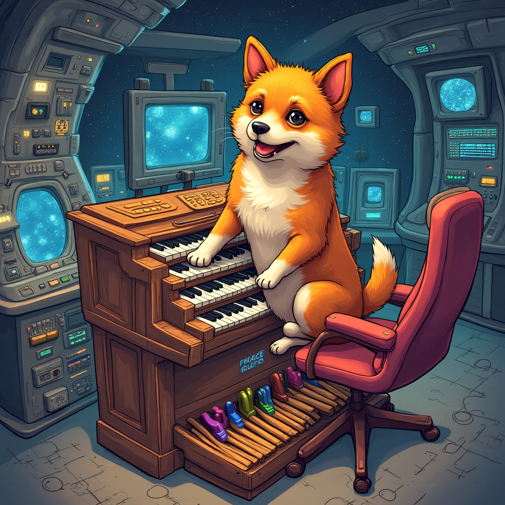 At the top of the Illustration Style image, the text reads: "Thank you Phillip".

**Scene Description:**

In a whimsical blend of elements, the scene is set inside a space ship control room. Commanding the center stage is a delightful ginger dog, enthusiastically perched on a grand, church organ that somehow landed in the spaceship. The organ is intricately detailed with colorful pipes and glowing keys, adding a magical flair to the futuristic setting.

The ginger dog, with its fluffy ears and expressive eyes, is 'playing' the organ with its paws, as if it’s conducting a symphony of cosmic proportions. Around the dog, the control room is a flurry of blinking lights, buttons, and screens showing distant galaxies and star maps.

To add a humorous twist, a small text caption in a playful font at the bottom reads: "Because even in space, your support is music to my ears!" The warm, expressive color palette ties everything together, with deep blues and purples for the space setting and warm golden tones highlighting the dog and the organ.
Generated with these themes: Ginger dog, Church organ, Space ship control room, and .
Made with ❤️ by AI.