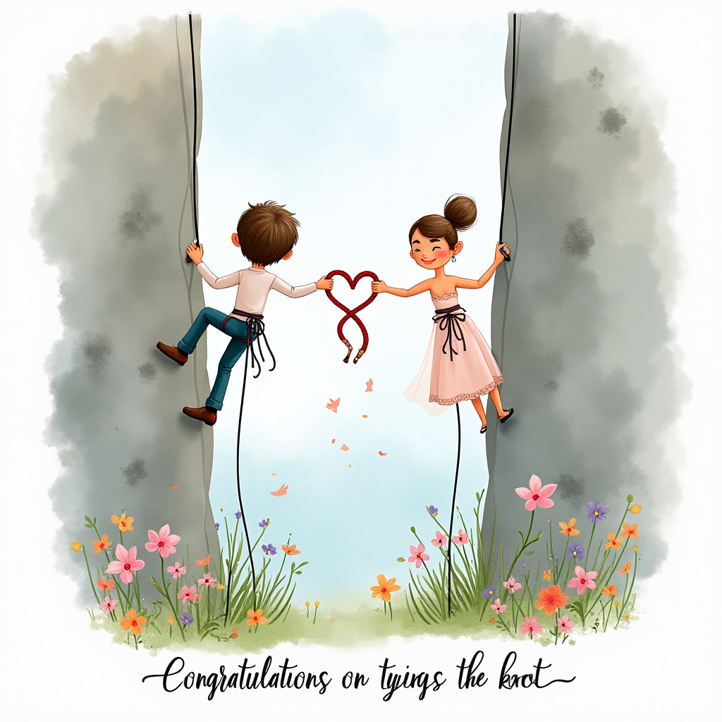 Rock climbing, carabina, holds, knots, adventure, and Wedding Card
